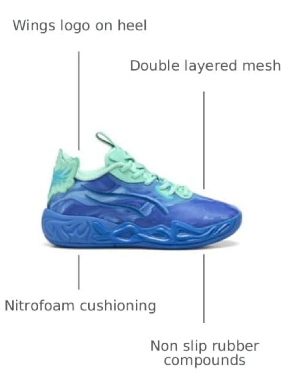 PUMA Kids Boys X Lamelo Ball Mb.04 Lo Team Basketball Sneakers Shoes - Blue US 8 - Picture 1 of 8